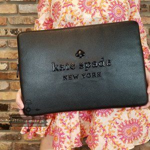 kate Spade Sienne Logo Laptop Case Black Leather